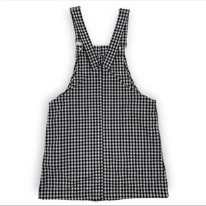 Princess Polly Gingham Overall Mini Dress Black & White Pockets Strappy Size 6